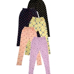 IndiWeaves Girls Pack of 5 Printed Pure Cotton Ankle Length Leggings-image-35