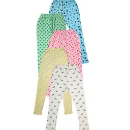 IndiWeaves Girls Pack of 5 Printed Pure Cotton Ankle-Length Leggings-image-50