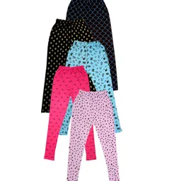 IndiWeaves Girls Pack of 5 Printed Cotton  Ankle Length Leggings-image-22