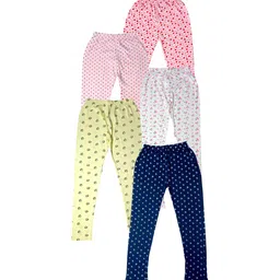 IndiWeaves Girls Pack of 5 Printed Pure Cotton Ankle-Length Leggings-image-31