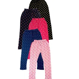 IndiWeaves Girls Pack of 5 Printed Pure Cotton Ankle Length Leggings-image-32