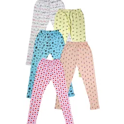 IndiWeaves Girls Pack of 5 Printed Ankle-Length Pure Cotton Leggings-image-27