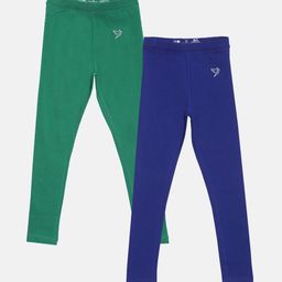 TWIN BIRDS Girls Pack Of 2 Pure Cotton Ankle-Length Leggings-picture-15