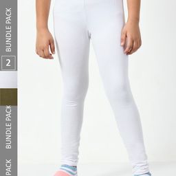 BAESD Girls Pack of 2 Churidar-Length Super Soft Cotton Lycra Leggings-image-70