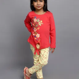 V-Mart Girls Floral Printed Top With Leggings-image-78