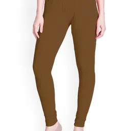 LYRA Women Brown Solid Cotton Leggings-picture-29
