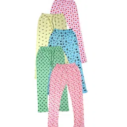 IndiWeaves Girls Pack of 5 Printed Pure Cotton Ankle-Length Leggings-image-23