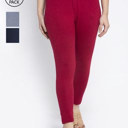 GRACIT Women Cotton Ankle Length Leggings Pack Of 3-image-120