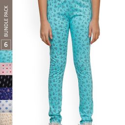 IndiWeaves Girls Pack Of 6 Printed Pure-Cotton Ankle Length Leggings-image-58