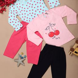 V-Mart Infants Pack Of 2 Printed Pure Cotton T-shirt with Leggings-image-47