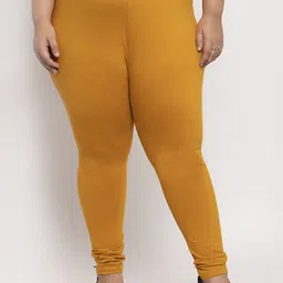 TAG 7 PLUS Women Mustard Yellow Solid Ankle-Length Plus Size Leggings-picture-40