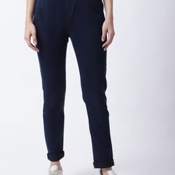 GRACIT Women Navy Blue Cotton Skinny Fit Clean Look Stretchable Jeans-image-1