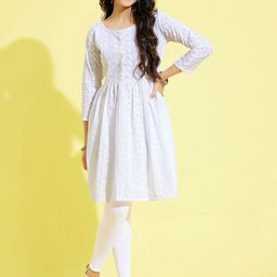 VASTRAMAY Girls Chikankari Embroidered Pure Cotton Kurta with Leggings-image-43