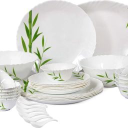 Pack of 33 Opalware Imperial Bamboo Grove Dinner Set of 33 pcs || Dinner Plate (6 pcs) || Quarter Plate (6 pcs) || Oval Platter (1 Pcs) || Veg Bowl (6 Pcs) || Soup Bowl (6 pcs) || Serving Bowl Medium (2 Pcs) || Spoon (6 Pcs) Dinner Set-image-88