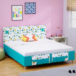 boingg! - a happy start Color Play Kids Double Bed with Storage In Blue Colour-picture-25