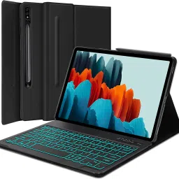 microware Galaxy Tab S7 FE Backlit Keyboard Case 12.4 inch 2021 (SM-T730/T733/T736/T738) Bluetooth Handheld Tablet Keyboard Compatible with Desktop, Laptop, Mac-image-76