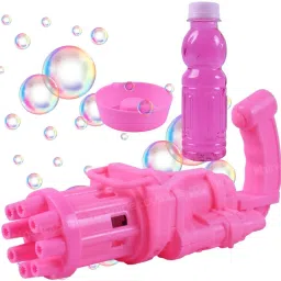 8 Hole Electric Gatling Bubble Gun for Kids with Soap Solution PINK Toy Bubble Maker-image-61
