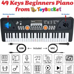 49 Keys Electronic Piano Keyboard with Microphone, DC Power Option, Recording-29