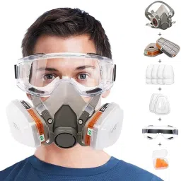 Gas Mask Set Respirator with Filters and Goggle Activated Carbon Mask Face Elevation Training Mask-4