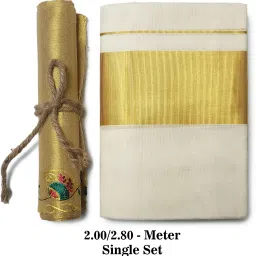 Chithra Fabrics 100% Cotton | Mundum Neriyathum | 2.00/2.80'meter Single set mundu | Women Dhoti-image-17