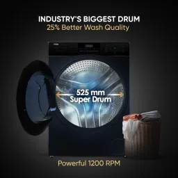 haier 8 kg AI with Inverter Motor,Puristeam and Refresh Function, Anti Bacterial Technology, Super Drum 525mm with Custom Wash Programs Fully Automatic Front Load Black image 3