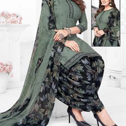 Unstitched Crepe Salwar Suit Material Printed-image-35