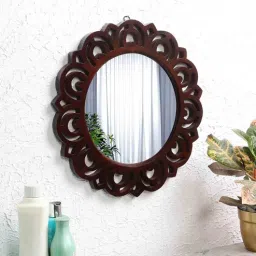 the urban store Walnut Hand Crafted 16in Wooden Mirror-picture-13