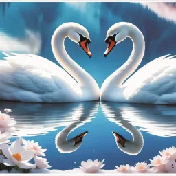 Haridecor Two Blue Swan Birds With Heart Wall Poster For Kids Room Living Room Office Size 30Cm X 45Cm Vinyl-image-23