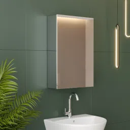 Stainless Steel Bathroom Cabinet with Mirror and Storage Shelves for Wash Basin 10 inch 4 Bar Towel Rod-0