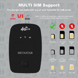 METASTAR Universal 4G LTE Wireless Dongle | Multi SIM Network, 150Mbps Hotspot Data Card-0