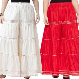 Pack of 2 Women Relaxed Multicolor Cotton Blend Trousers-image-90
