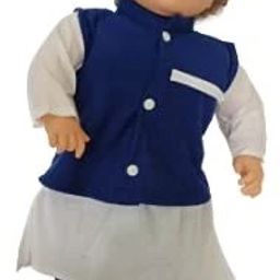 Plastic Doll Toys-Taimur Doll Figure, White and Blue-30
