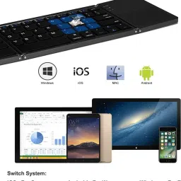 VOOCME Tri-Folding Portable Wireless mini Keyboard with Touchpad Bluetooth Handheld Multi-device Keyboard image 5
