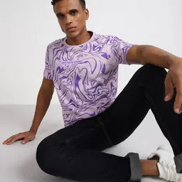 Lee Men Abstract Printed Round Neck Cotton T-shirt-image-47