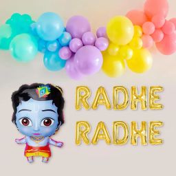 Janmashtami decoration Kit with Krishna balloons Multicolor 54Pcs-image-65