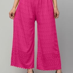 houseofcommon Women Relaxed Pink Viscose Rayon Trousers-picture-3
