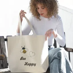 Beige Men & Women Tote Canvas Tote Bag for Women, Zipper Handbag For Women Office & Daily Use Cotton-image-14