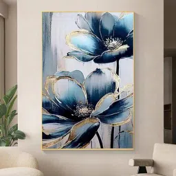 art street Elegant Flower Blue Synthetic Wood Wall Art-picture-44
