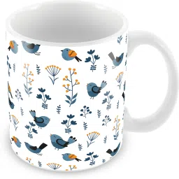 Beautiful Seamless Bird Pattern White Color Cup for Tea And Coffee Ceramic Printed (350 ML) Ceramic Coffee Mug-20