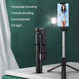 Wanzhow R1s Bluetooth Extendable Selfie Stick LED Light with Wireless Bluetooth Remote Monopod, Tripod, Tripod Bracket, Tripod Kit image 2