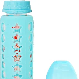 Glass Feeding Bottle for Newborns/Infants/Babies | With Silicone Warmer Cover ('BLUE', 240 ML) - 240 ml-picture-7