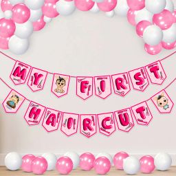My First Hair Cut / Mundan Ceremony Decorations- Banner & Balloons (Pack Of 26)-image-3