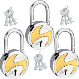 Sports 52mm-7 Levers, Double Lock with Gold Chrome Finish (combo Offer) 3 Padlock-14