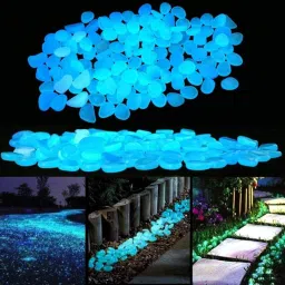 100 Pieces Garden Luminous Stones, Decorative Shining Pebbles for Open Hallway Regular Oval Rock Stone-image-22