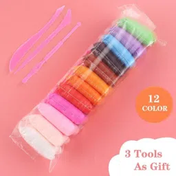 Kids Fav Colorful DIY Non Toxic Super Light Air Dry Modeling Clay For Kids (12 Units) With 3 Tools Art Clay-image-21