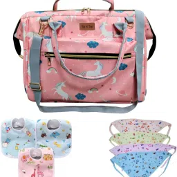 Premium Baby Diaper Handbag for Mother with 5 bibs and 6 Langots Pack of 12 Diaper Handbag Combo-image-38