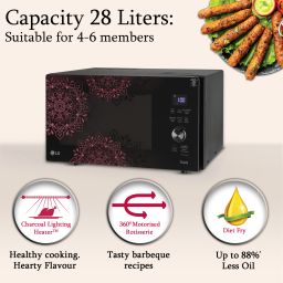 lg 28 L Heart Friendly Recipes and 360 Motorised Rotisserie for crispy and tasty bar-be-que recipes, Scan to Cook Wi-Fi Enabled Charcoal Convection Microwave Oven image 2