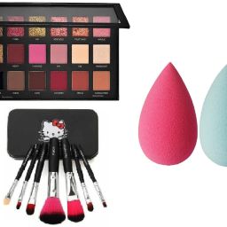 Zailie 18 colors Eyeshadow Rose Gold Palette & 7 Pc Makeup Brush With 2 Blender Puff-image-68