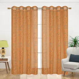 panipat textile hub 150 cm (5 ft) Net Semi Transparent Window Curtain (Pack Of 2) image 3