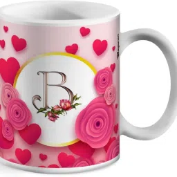 B Letter Printed Ceramic Tea Coffee Ceramic Coffee Mug-image-81